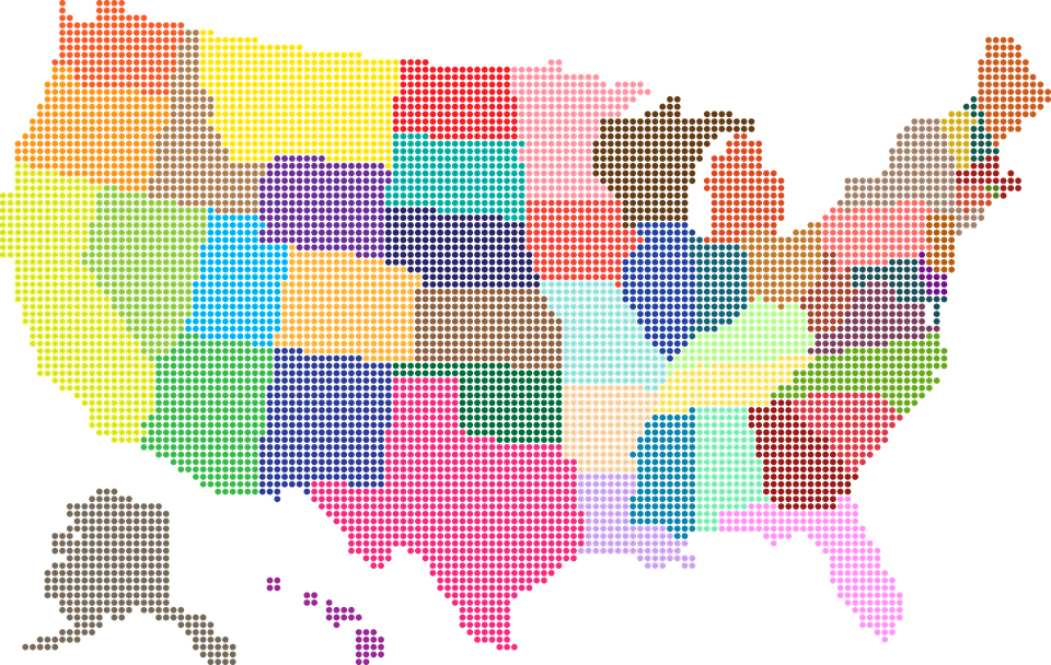 USA map of states